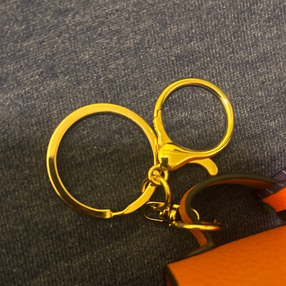 Orange Mini Bag with Gold Keychain - Picture 4 of 5